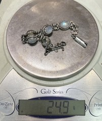 Vintage Moonstone Sterling Silver Bracelet 8.5 In. 24.9-grams 5 Stones