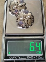 NWOT NAVAJO STERLING STAMPWORK CONCHO PIERCED EARRINGS 29MM PUSH ON BACKS