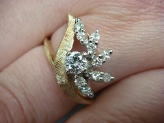 ANTIQUE LADIES FREE STYLE RING VERY CLEAN EUROPIAN CUT DIAMOND 3.7 GRAMS SIZE 6