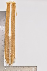 Felicia Vintage Gold Mesh Bib Necklace AB Rhinestone Crystal Fringe 1990s BinBN