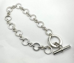 Ralph Lauren RLL Ring Round Links Silvertoned Toggle Closure #27-26