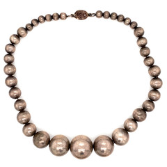 Vintage 925 Sterling Silver Bead Necklace 16″ 21-5.7mm Beads 71.5g