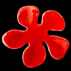 Enamel Flower Brooch Pilgrim Red Pop Art Abstract Flower Pin Vintage Denmark