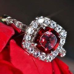 925 sterling silver ring 3.00ct garnet white sapphire halo size 7 handmade 3.5gr