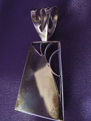 Jay King DTR Large Sterling Silver Open Fretwork Agate Pendant w/ Slide Bale
