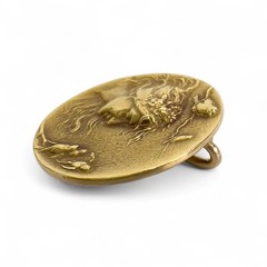 Antique Art Nouveau 14k Yellow Gold Lady with Birds Medallion 24mm Pendant 8.7g