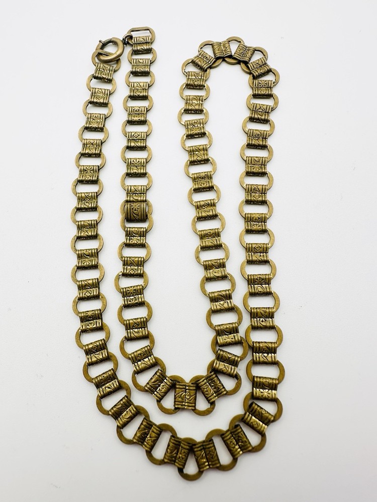 Vintage Gold Tone Brass Book Chain Victorian