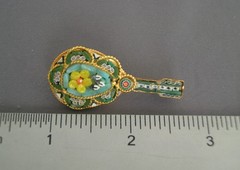 Vintage Italian Micro Mosaic Millefiori Figural Mandolin Pin