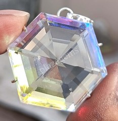 110 CT Hexagon Mystic Topaz 925 Sterling Silver Bi Color Pendant Gems 5MRK