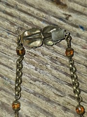 Eloquent Baroque Vintage Necklace with Orange Topaz Crystal, Gothic Statement