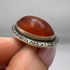 Vintage Men’s Jewelry Cufflinks USSR Silver 875 Natural Baltic Amber Marked
