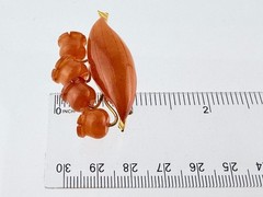 Vintage Russian Amber Factory Lily Of The Valley Carved Baltic Amber Pin Brooch