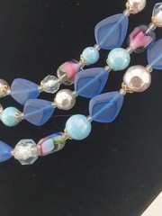 W.GERMANY goldtone IRIS GLASS multicolor beads pearls necklace earrings set