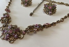 Vintage Estate Necklace & Earring Set Costume Jewelry 15” & 3” Extender – VTG