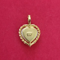 Vintage Lady Remington Heart Shaped Faux Pearl Gold Tone Pendant Cottagecore