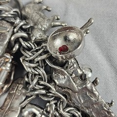VTG Charm Bracelet 50+ Charms Sterling + Mixed Metals Movable Parts Estate Sale