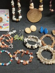 Vintage To Modern Costume Jewlery Lot Earth Tones Necklaces And Bracelets