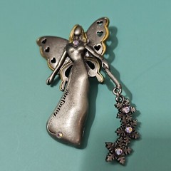IMAGINE Winter Fairy Angel Pewter Rhinestone Brooch Pin DD Patricia Darling Dash