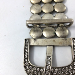 Premier Designs Silver Metal Stretchable Buckle Up Bracelet with Rhinestones