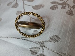 Antique Victorian Rotating Photo Picture Frame Momento Brooch Mourning Pin -C92