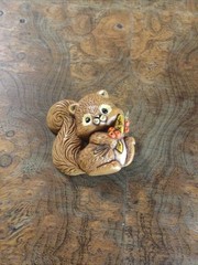 Vintage Hallmark Cards Plastic Autumn Squirrel Brooch Pin Statement Jewelry