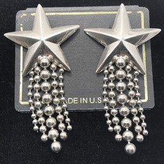 Vintage High End Fashion Jewlery Silver Tone Shooting Stars Pierced Earrings