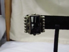 Mexico Sterling Silver Carved Black Onyx Mask Screw Back Earrings 1 x 1″ #721