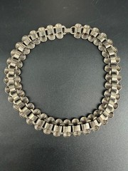 Vintage Brutalist Silver Tone Spiral Statement Necklace Modernist Chunky 15.5″