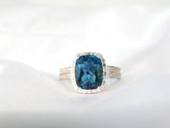 Vintage Sterling Silver 925 Natural Heated London Blue Topaz Ring Size 7