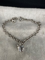 Vintage Juicy Couture Charm Bracelet Silver Tone Rhinestone 7”