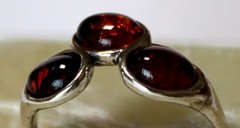 Baltic Vintage Genuine Cognac Color Amber Ring 925 Silver Made in Poland #100