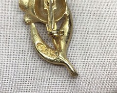 Vintage Gold Tone Costume Rose Pin I-195