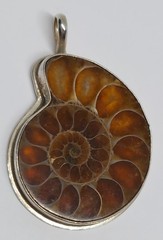 ALAN UCHIN Signed Modernist Studio Craft AMMONITE fossil PENDANT sterling silver