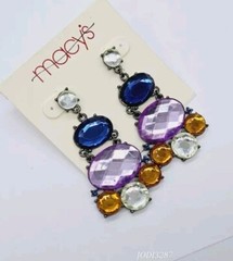 Art Deco Dangle Drop Chandelier Earrings Hippie Boho Asymmetrical 80’s 2.5 in
