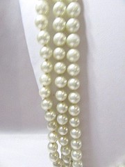 MULTI-STRAND DESIGNER STYLE LONG SIMULATED PEARL FANCY CLASP W CRYSTAL BUCKLE