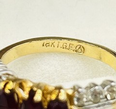 Simulated Ruby And Cubic Zirconia Ring Gold Electroplated Size 5