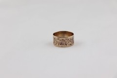 Victorian 10K rose gold BAND ring Wide Leaf Leaves Flowers Vines 3.1 g sz 7