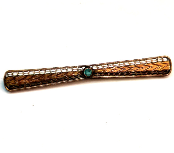 Vintage Antique Art Deco GF Top Bar Brooch Pin