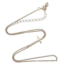 Vintage Sterling Silver 925 Sideways Cross Chain Necklace 16″-18″
