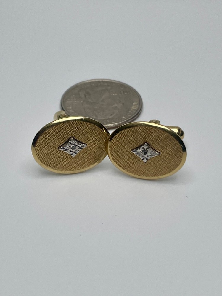 Vintage Artisan TM 1/20 12K GF Two Tone Brushed Illusion Diamond Cufflink