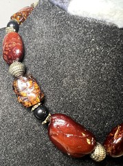 Vintage Yousi SChunky Mixed Gemstone Necklace & Earrings Stone & Glass Beads 14”