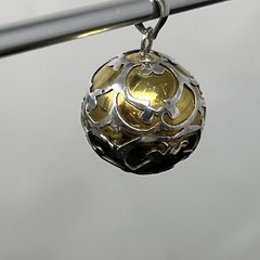 Harmony Chime Ball Pendant Sterling Brass Meditation Scroll Pattern
