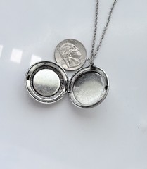 Full Moon Face Locket Necklace Sterling Silver Chain Secret Pillbox Vtg Pendant