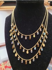 Vintage Carol Lee Tripple Strand Tear Drop Chained Chocker