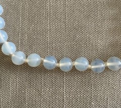 Opaline Opalescent Glass Beaded Vintage Necklace 32” Long