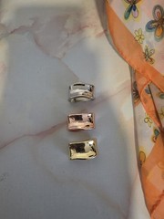 Silver Tone Metal Rectangular Scarf Ring Set