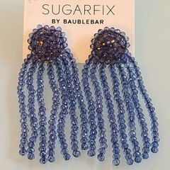 Sugarfix by BaubleBar Beaded Fringe Earrings Slate Blue 3.25″ Drop Dangle State