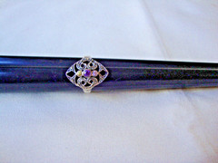VTG 1970s AMETHYST CITRINE PINK TOPAZ W/ MARCASITE STERLING SILVER 925 RING SZ 7