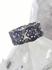 Crystal ring size 6.50 cocktail band sterling silver women girls