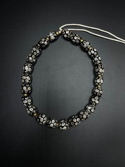Vintage Black Patterned Glass Bead Necklace | Artisan Glass Necklace